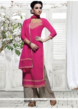 Charming Cotton Embroidered Work Designer Palazzo Suit