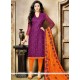 Floral Cotton Purple Embroidered Work Churidar Designer Suit