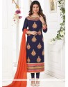 Ayesha Takia Embroidered Work Navy Blue Churidar Designer Suit