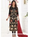 Ayesha Takia Faux Georgette Black Churidar Designer Suit