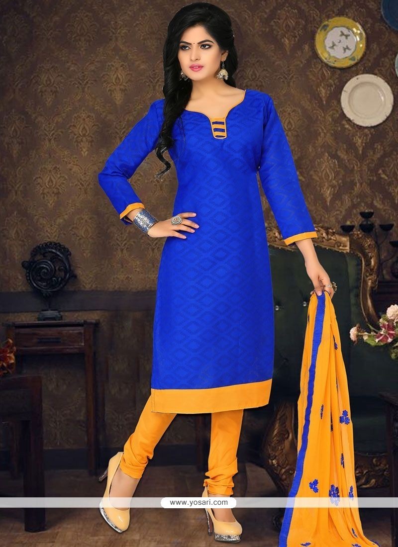 Buy Perfervid Cotton Embroidered Work Churidar Suit | Churidar Salwar Suits