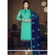 Sea Green Chanderi Churidar Suit