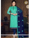 Sea Green Chanderi Churidar Suit