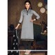 Congenial Grey Embroidered Work Churidar Suit