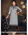 Congenial Grey Embroidered Work Churidar Suit