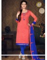 Peppy Chanderi Cotton Embroidered Work Churidar Suit