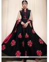 Swanky Resham Work Black Art Silk Readymade Anarkali Suit