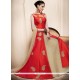 Flattering Red Resham Work Readymade Anarkali Suit