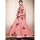 Alluring Art Silk Pink Resham Work Readymade Anarkali Suit