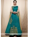 Suave Art Silk Sea Green Embroidered Work Readymade Anarkali Suit