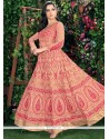 Stupendous Pink Embroidered Work Faux Georgette Readymade Anarkali Salwar Suit