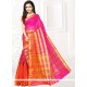 Congenial Manipuri Silk Orange And Pink Traditional Saree