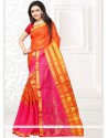 Stunning Manipuri Silk Orange Casual Saree