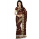 Patch Border Faux Georgette Classic Saree In Brown