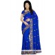 Latest Blue Patch Border Work Classic Saree