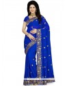 Latest Blue Patch Border Work Classic Saree