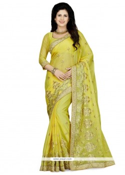 Magnetize Yellow Patch Border Work Classic Saree