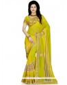 Specialised Patch Border Work Yellow Classic Designer Saree