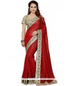 Excellent Faux Georgette Red Designer Saree