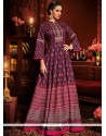 Gratifying Embroidered Work Purple Floor Length Anarkali Suit