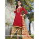 Best Lace Work Cotton Red Punjabi Suit