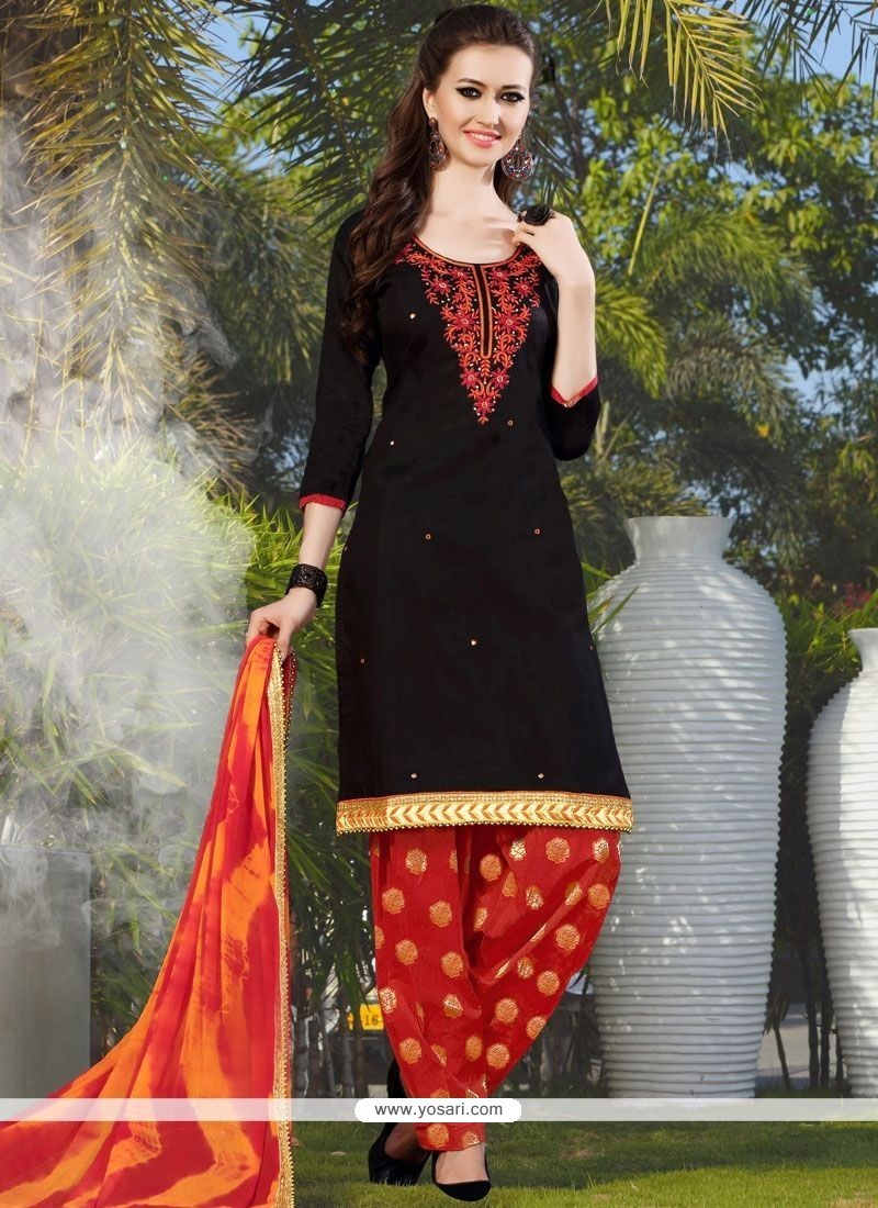 Buy Gorgonize Black Lace Work Punjabi Suit | Punjabi Patiala Suits