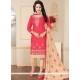 Pristine Resham Work Rose Pink Cotton Churidar Suit