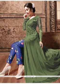 Magnetize Green Art Silk Pant Style Suit