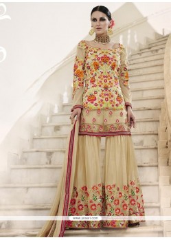 Hypnotic Beige Designer Palazzo Suit