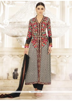 Latest Resham Work Black Faux Georgette Designer Suit