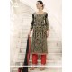 Superlative Lace Work Black Faux Georgette Pant Style Suit