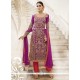 Suave Faux Georgette Embroidered Work Pant Style Suit