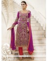 Suave Faux Georgette Embroidered Work Pant Style Suit