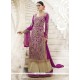 Lace Faux Georgette Designer Palazzo Suit In Magenta