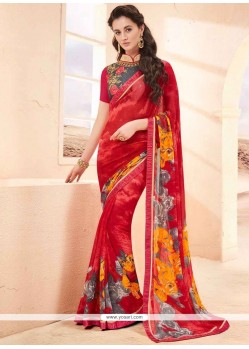 Sterling Red Printed Saree