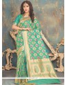 Spellbinding Weaving Work Sea Green Traditional Saree