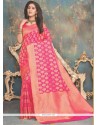 Piquant Banarasi Silk Hot Pink Weaving Work Designer Traditional Saree