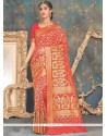 Weaving Banarasi Silk Traditional Designer Saree In Red