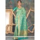 Heavenly Sea Green Weaving Work Banarasi Silk Traditional Saree