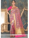 Remarkable Banarasi Silk Pink Weaving Work Traditional Saree