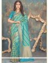 Integral Blue Weaving Work Banarasi Silk Traditional Designer Saree