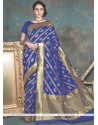 Resplendent Banarasi Silk Blue Designer Traditional Saree