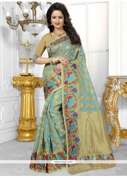 Classical Banarasi Silk Beige Weaving Work Designer Traditional Saree