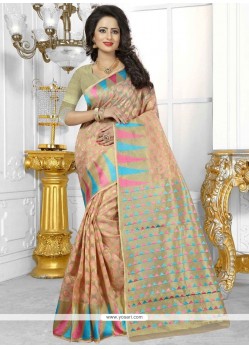 Awesome Peach Traditional Designer Saree