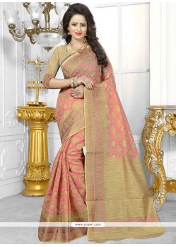 Sparkling Banarasi Silk Peach Traditional Designer Saree