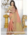 Sparkling Banarasi Silk Peach Traditional Designer Saree