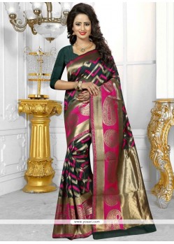 Awesome Banarasi Silk Green Weaving Work Traditional Designer Saree