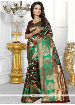 Marvelous Banarasi Silk Brown Designer Traditional Saree