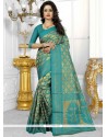 Energetic Blue Banarasi Silk Traditional Designer Saree