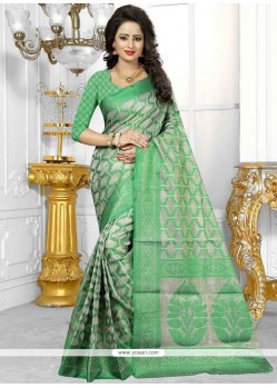 Specialised Banarasi Silk Sea Green Weaving Work Designer Traditional Saree